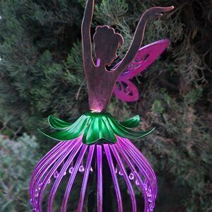 Silhouette Fairy Dancer Solar Yard Art-PINK